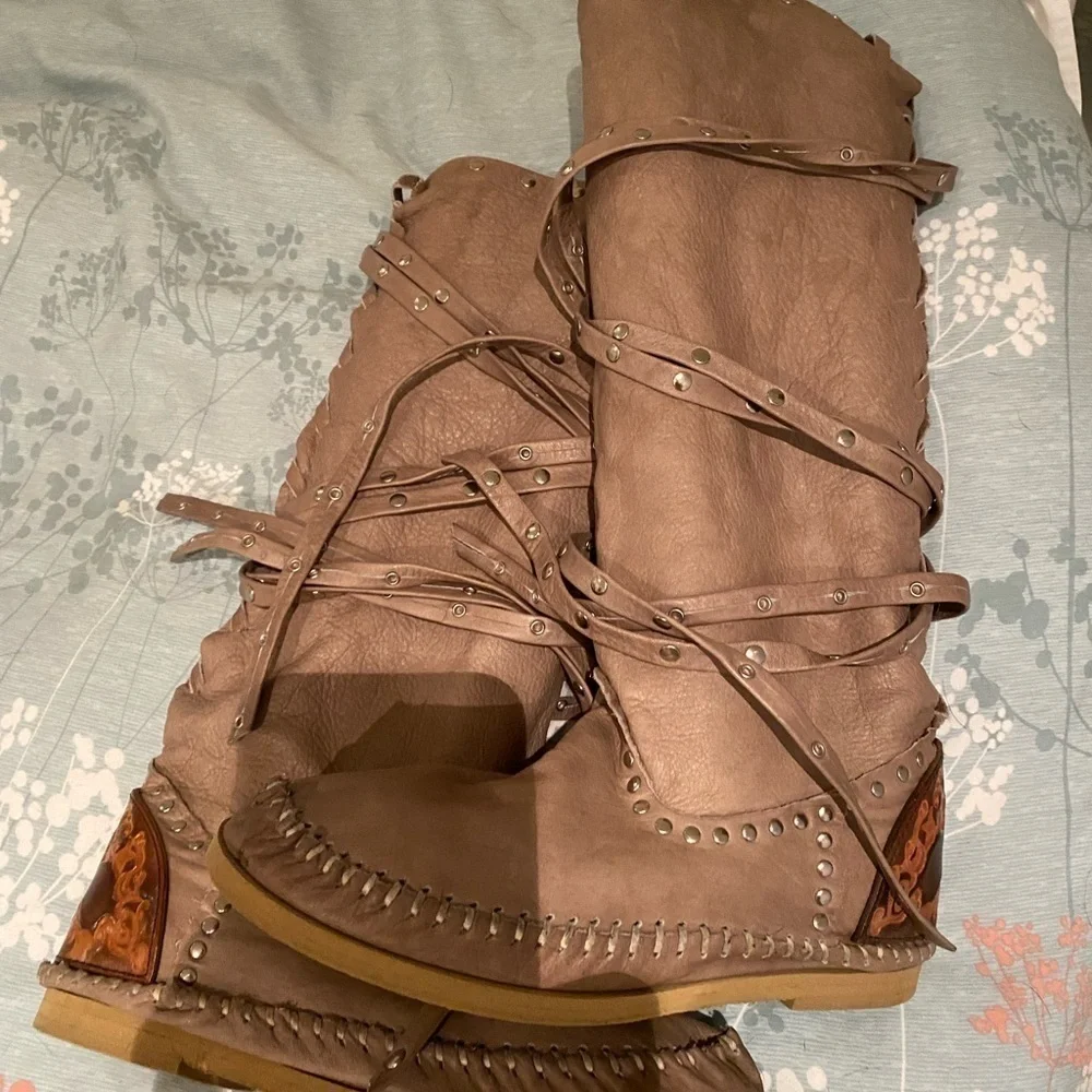 LEATHER  Slouch women’s boots - Picture 6 of 10